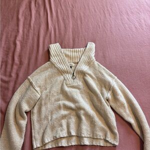 Half-Zip Cream Women's Sweater